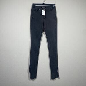 For4 New York Los Angeles Size 23 Iris Fray Bottom Skinny Jeans Black Slit Ankle